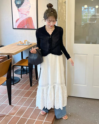 Embroidered Punching Point Long Bustier Dress