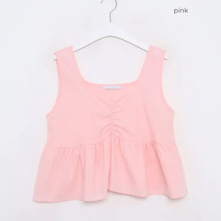 Shirred sleeveless blouse