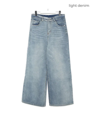 Vintage Wash Wide Denim Pants