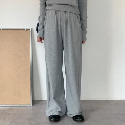 Button wide elastic waist pants