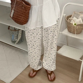 Floral print waffle jogger pants