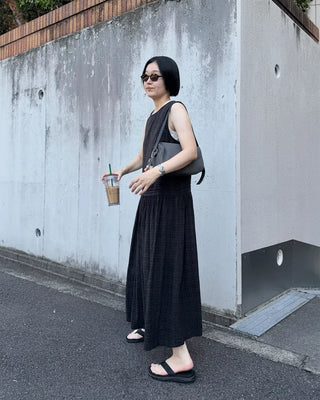 Checked long dress
