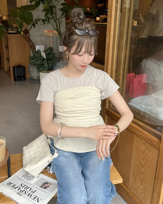 Drape bustier blouse