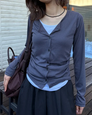 Shirred Layered Cardigan