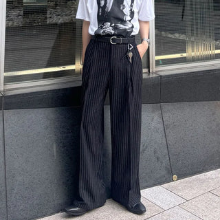 Striped wide slacks