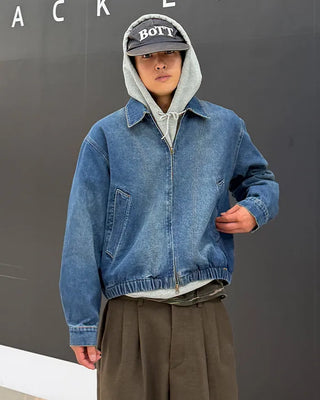 Stitch design denim blouson