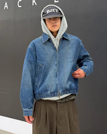 Stitch design denim blouson