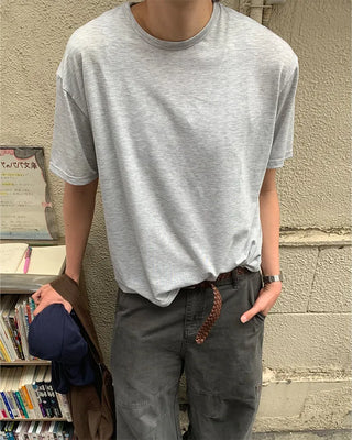 Simple layered crew neck short-sleeve T-shirt