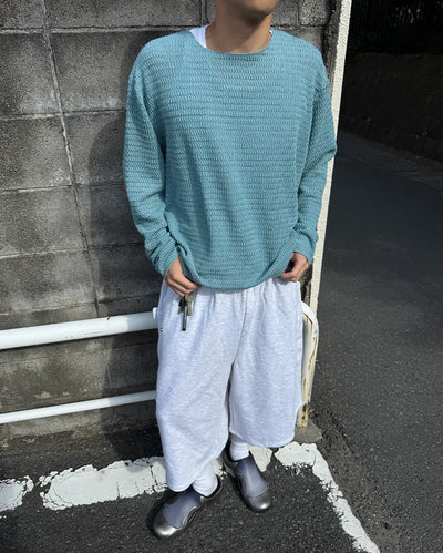 Knit long-sleeved T-shirt