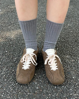Suede round sneakers