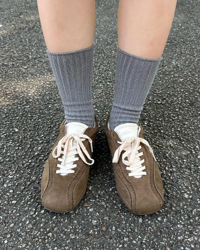Suede round sneakers