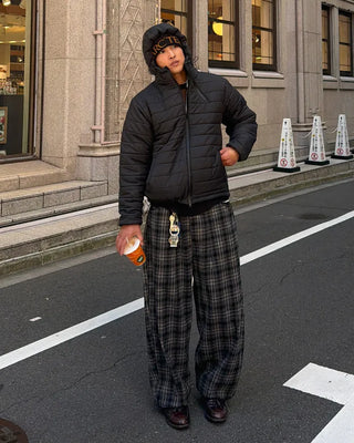 Big check wide pants
