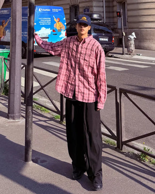 D-ring two-pleat wide-leg pants