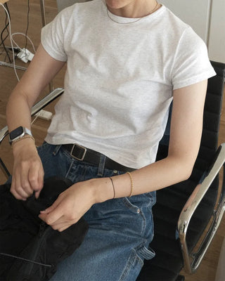 Modal cropped short-sleeved T-shirt