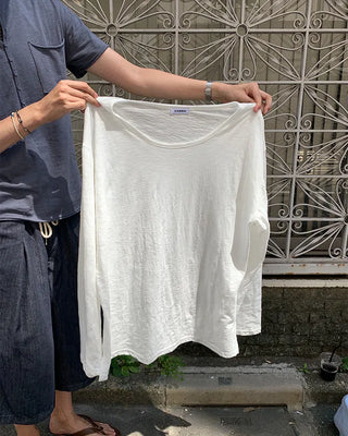Sheer Oversized U-Neck Long-Sleeve T-Shirt