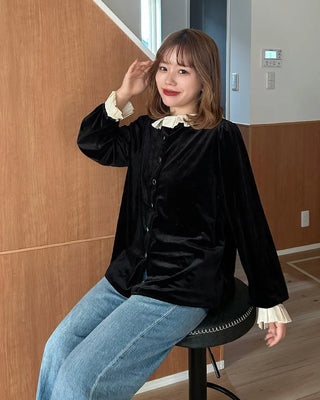 Frill-detailed layered blouse