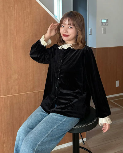 Frill-detailed layered blouse