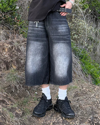 Cat-wash denim Bermuda shorts