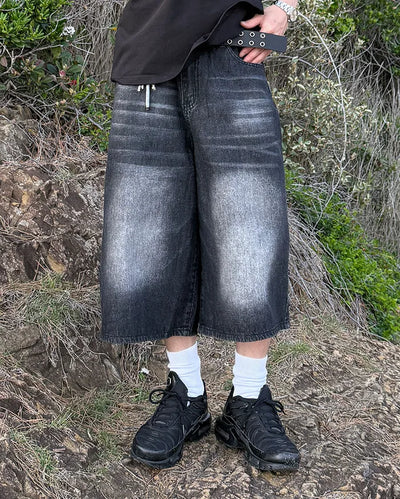Cat-wash denim Bermuda shorts