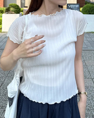 Pleated Wave Half Sleeve T-Shirt