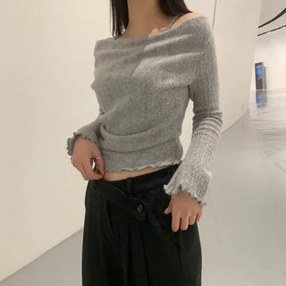 Off-shoulder pastel knit
