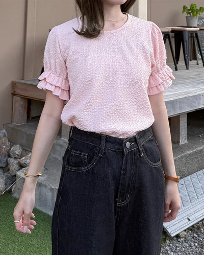 Can-can frill short-sleeved T-shirt