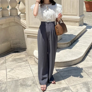 Two-button basic fit slacks