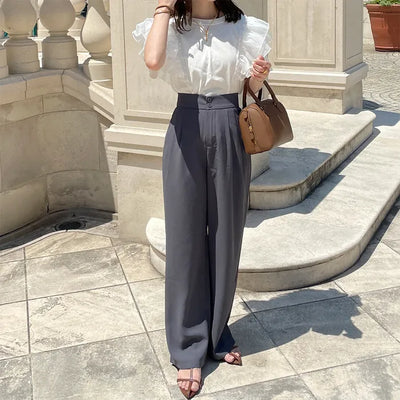 Two-button basic fit slacks