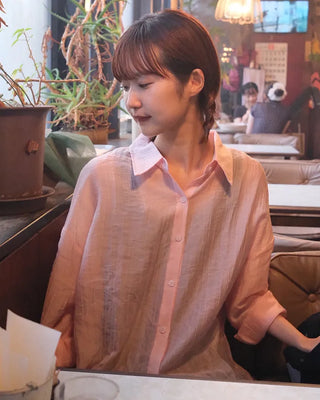 Roll-up collar shirt