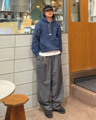 Two-pleat striped slacks