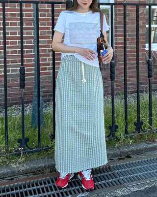 Washed stripe maxi skirt