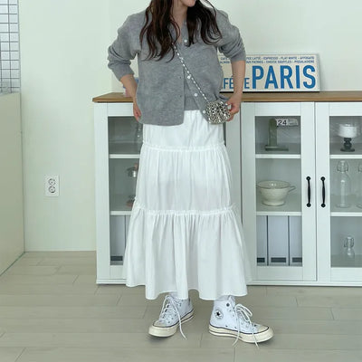 Frilled Can-Can Long Skirt