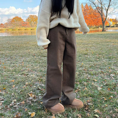 Straight-leg fleece-lined pants
