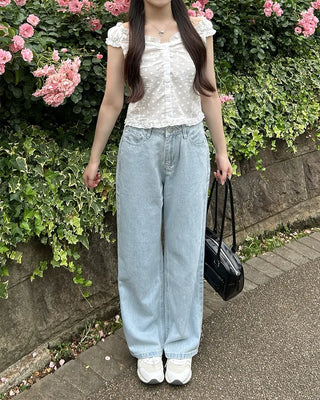 Straight summer denim pants