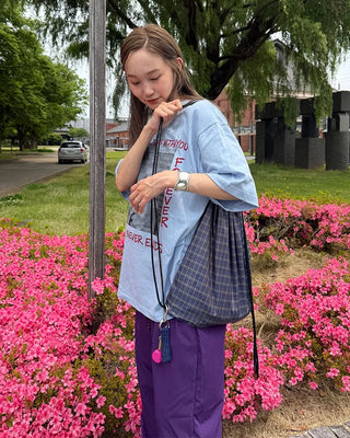 Patterned nylon drawstring bag