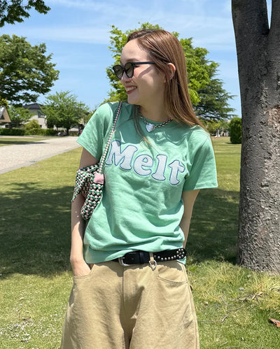 Check Lettering Patch Short Sleeve T-Shirt