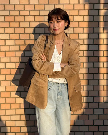 Loose-fit suede jacket