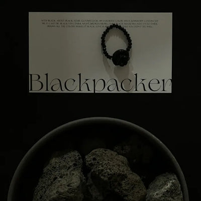 Flower Black Bead Ring