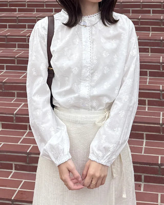 Flower pattern sheer blouse
