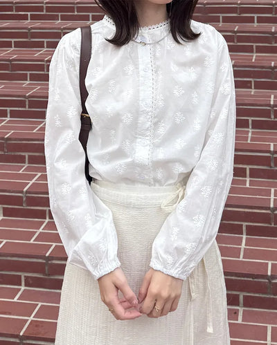 Flower pattern sheer blouse