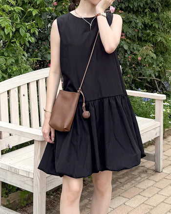 Balloon sleeveless midi dress