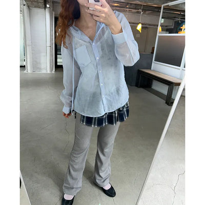 Sheer hooded shirt