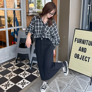 Cotton straight-fit skirt