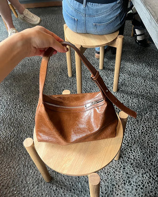 Eco-leather round shoulder bag