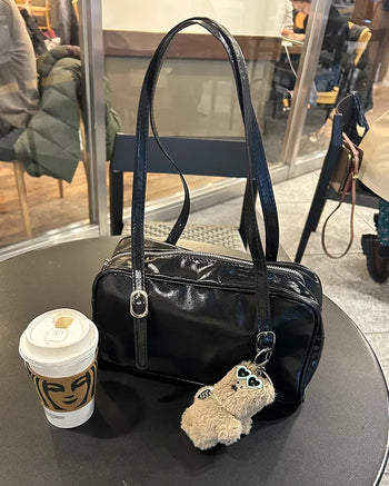 Square buckle belt shoulder bag