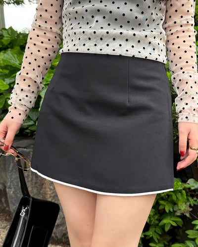 Two-tone mini wrap skirt