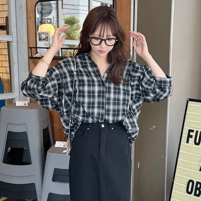 Checked loose-fit shirt