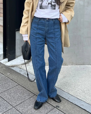 Blue slit point denim pants