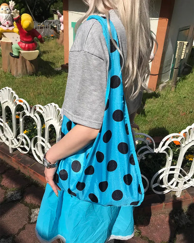 Reversible polka dot tote bag