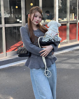 Double-button knit cardigan